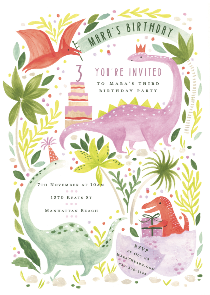Mara's 3rd birthday party invitation — 7th November, 10am at 1270 Keats St, Manhattan Beach